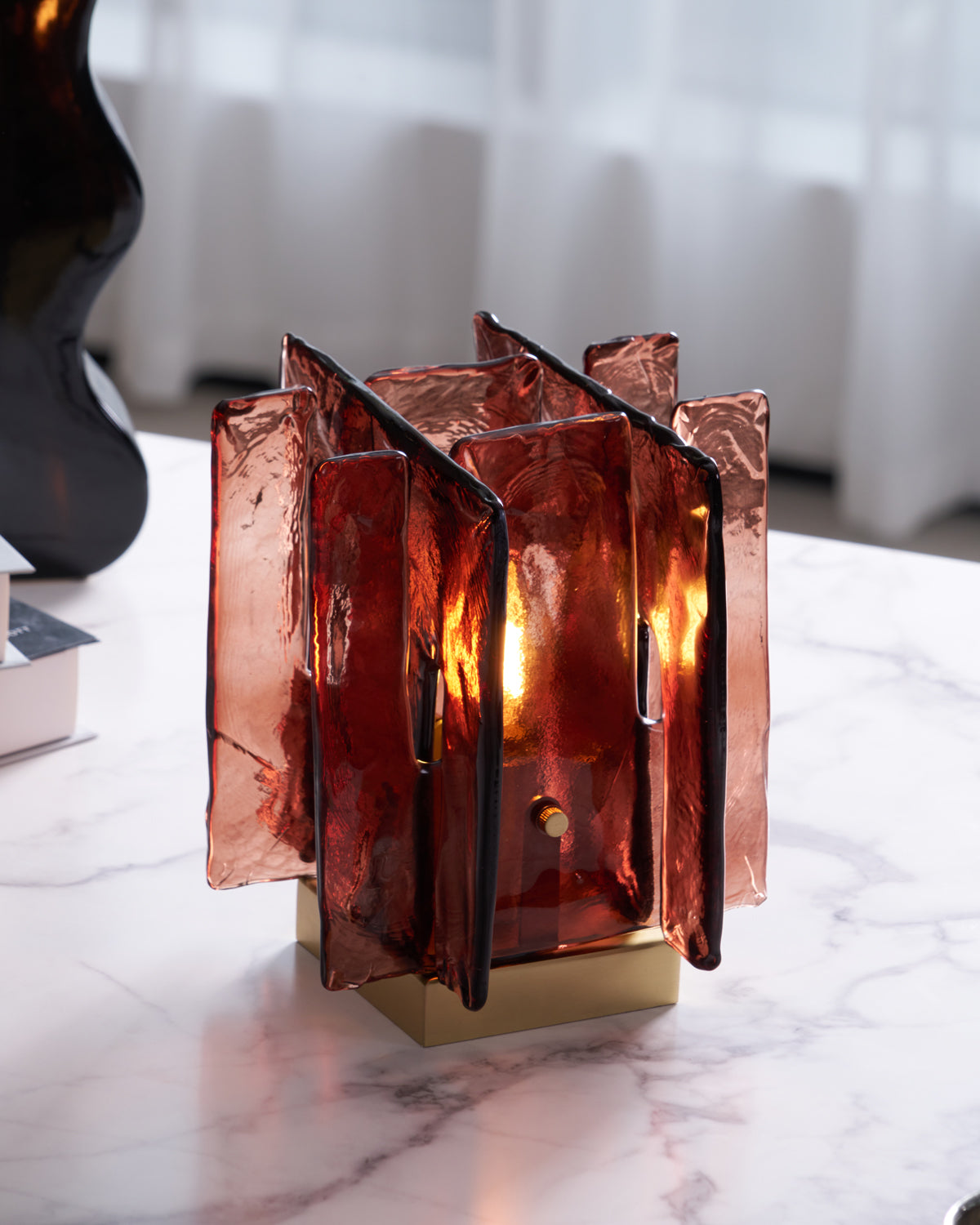 Amber Glass Table Lamp