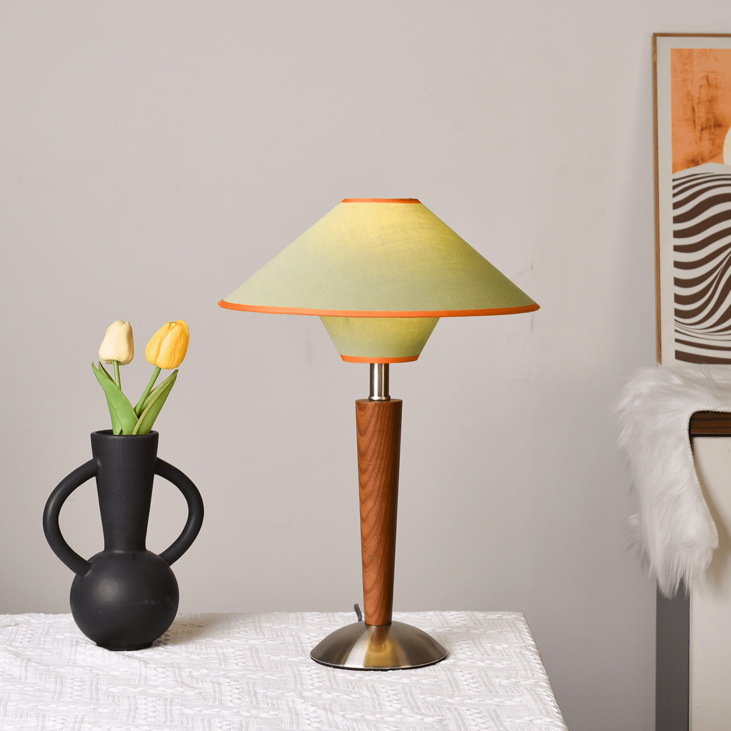 Carved Wood Table Lamp