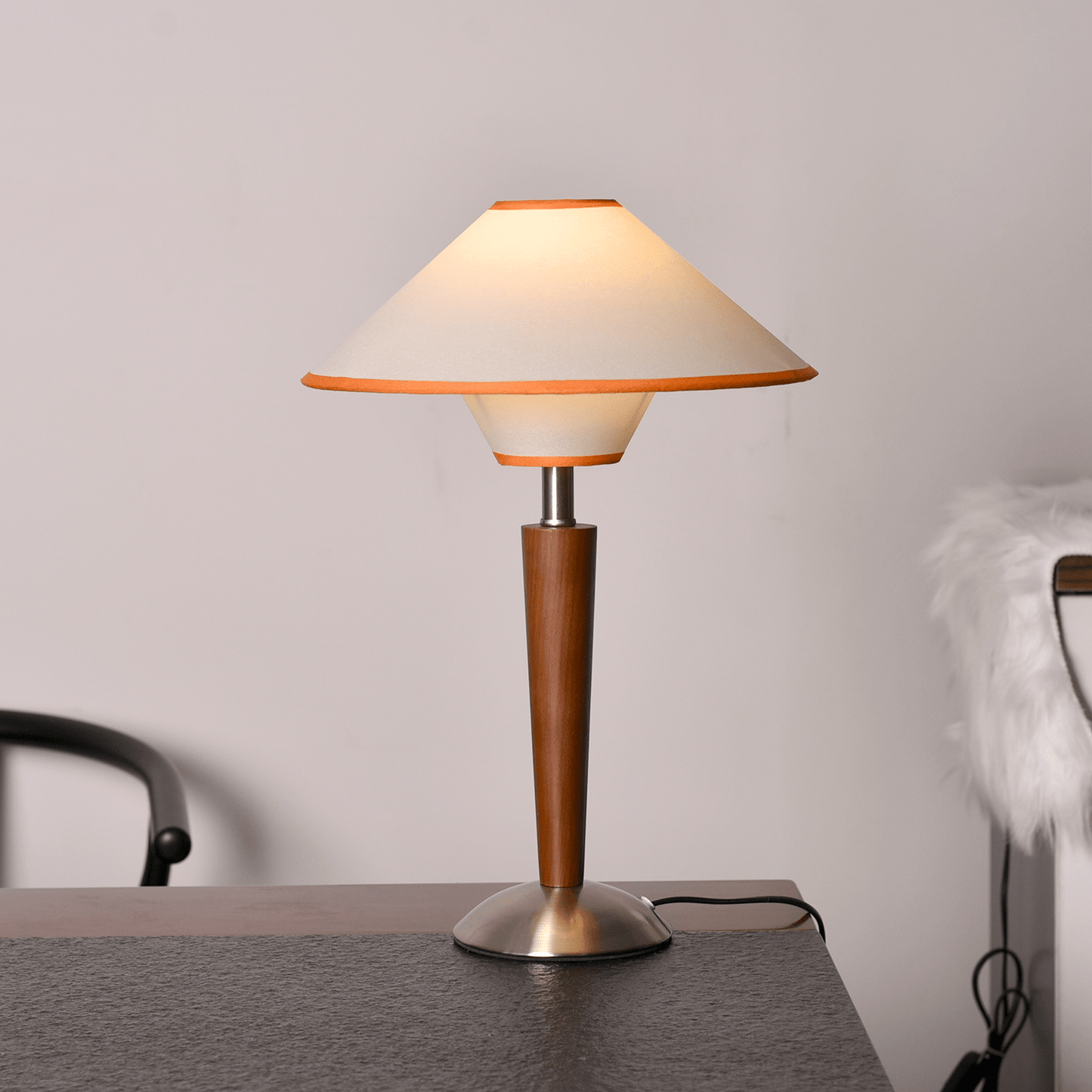 Wood Fabric Shade Table Lamp