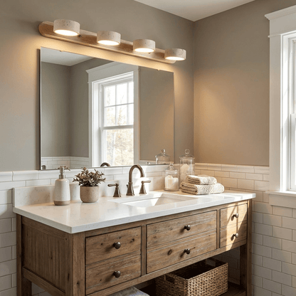 Travertine Wood Wall Sconce