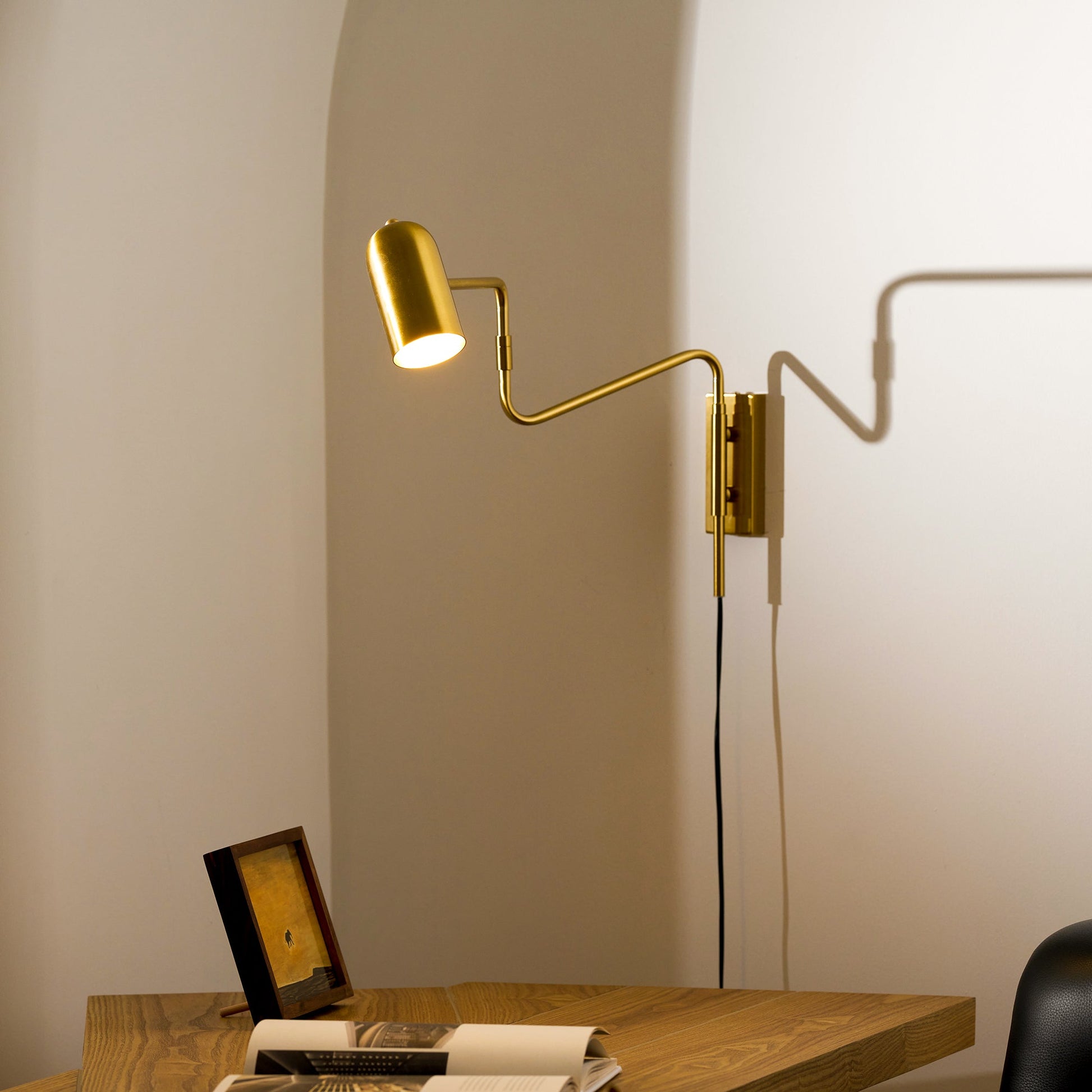 Adjustable Arm Plug in Wall Sconce