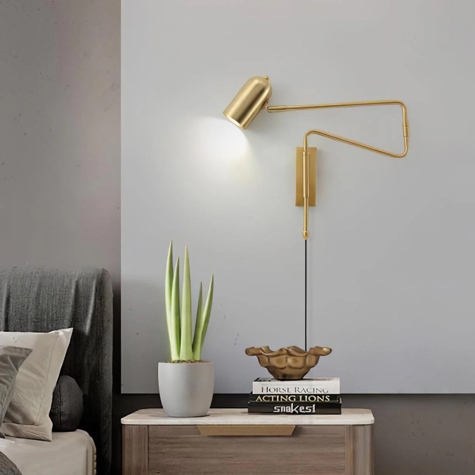 Adjustable Arm Plug in Wall Sconce