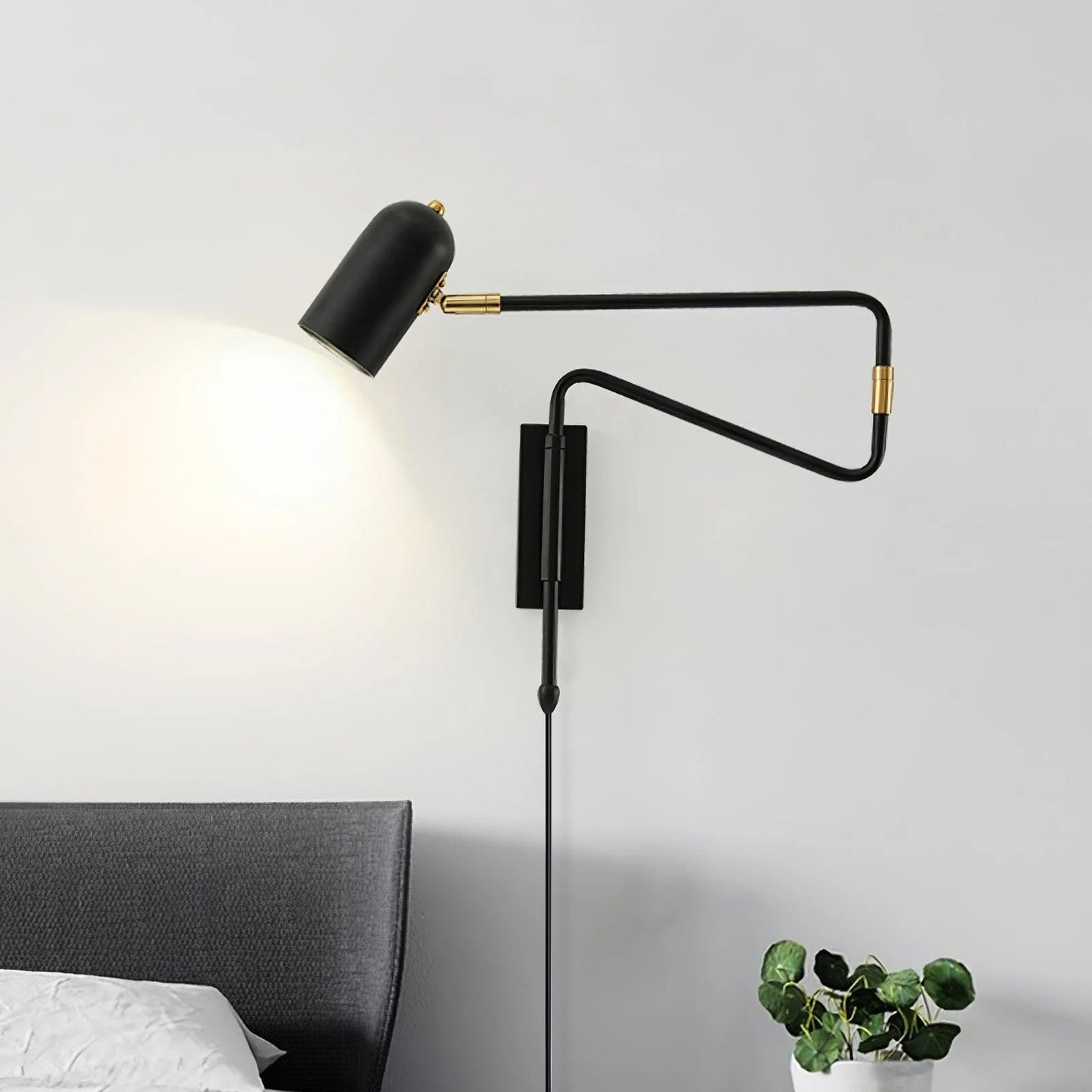 Adjustable Arm Plug in Wall Sconce
