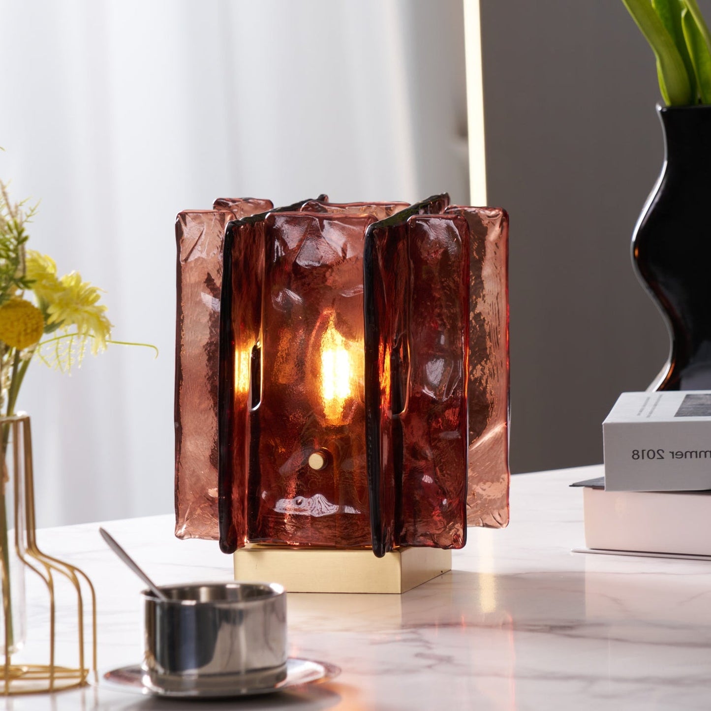 Amber Glass Table Lamp