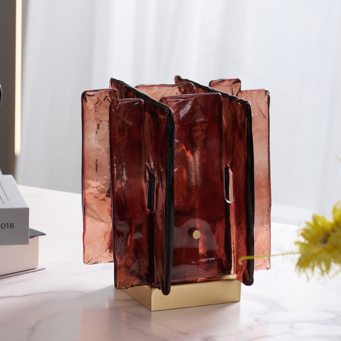 Amber Glass Table Lamp