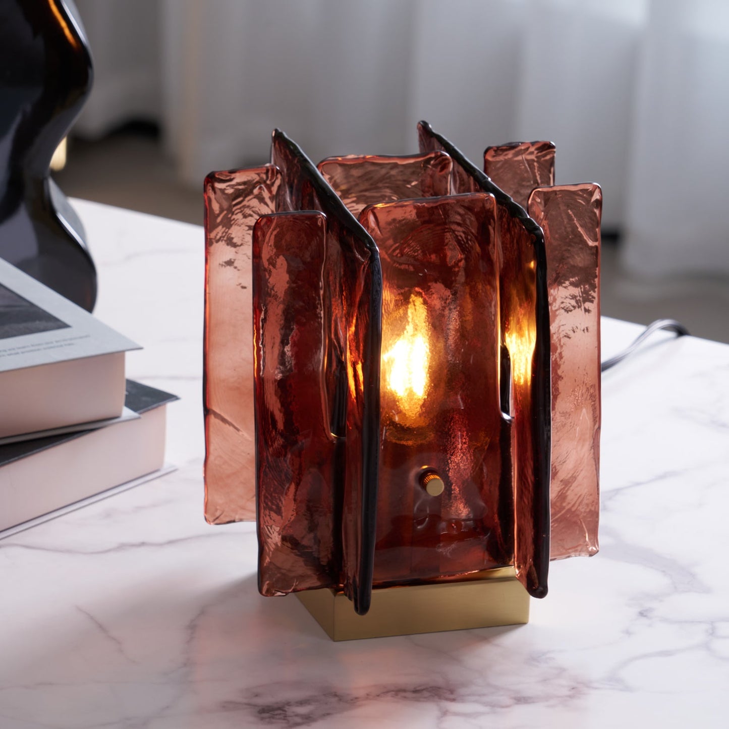 Amber Glass Table Lamp