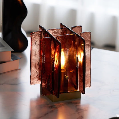 Amber Glass Table Lamp