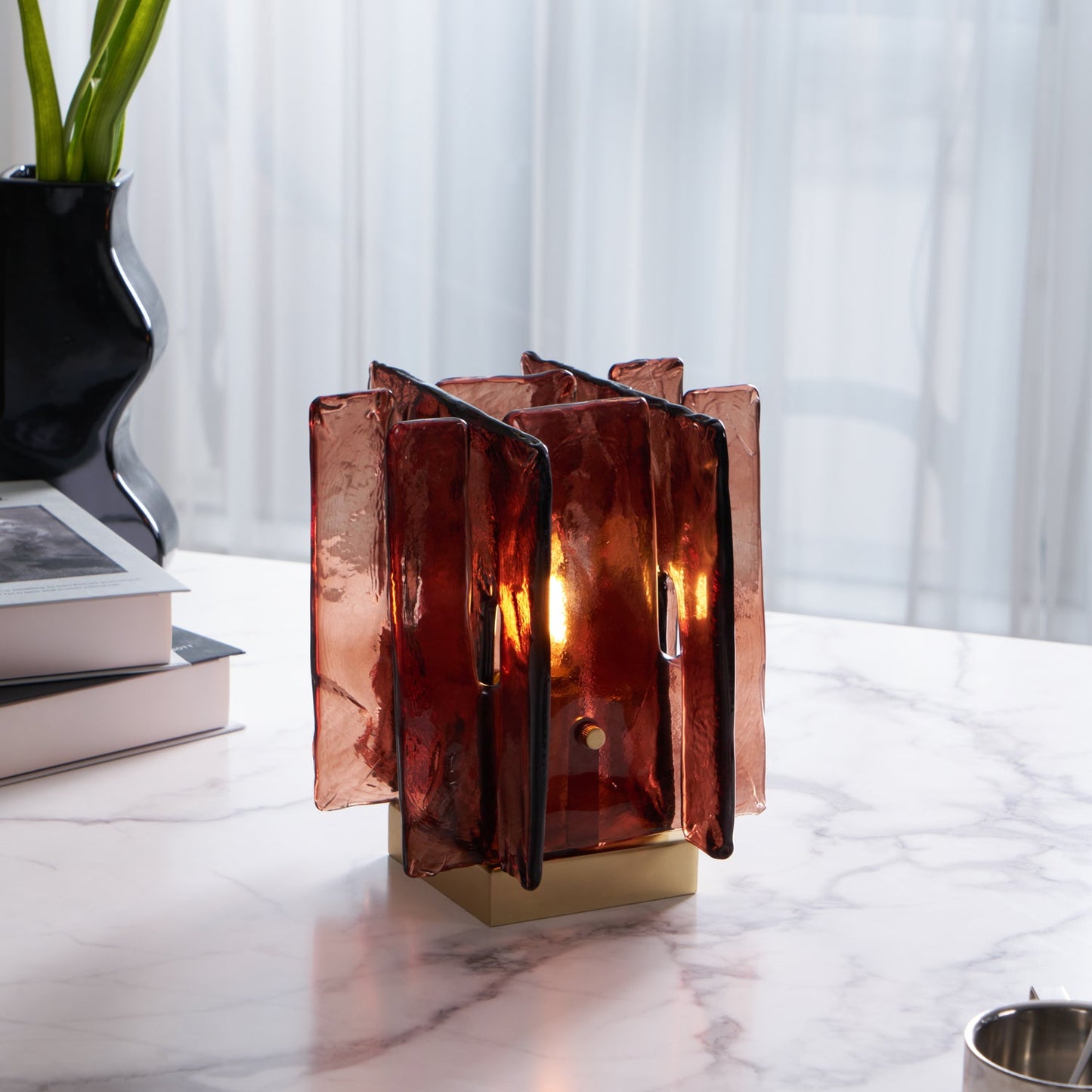 Amber Glass Table Lamp