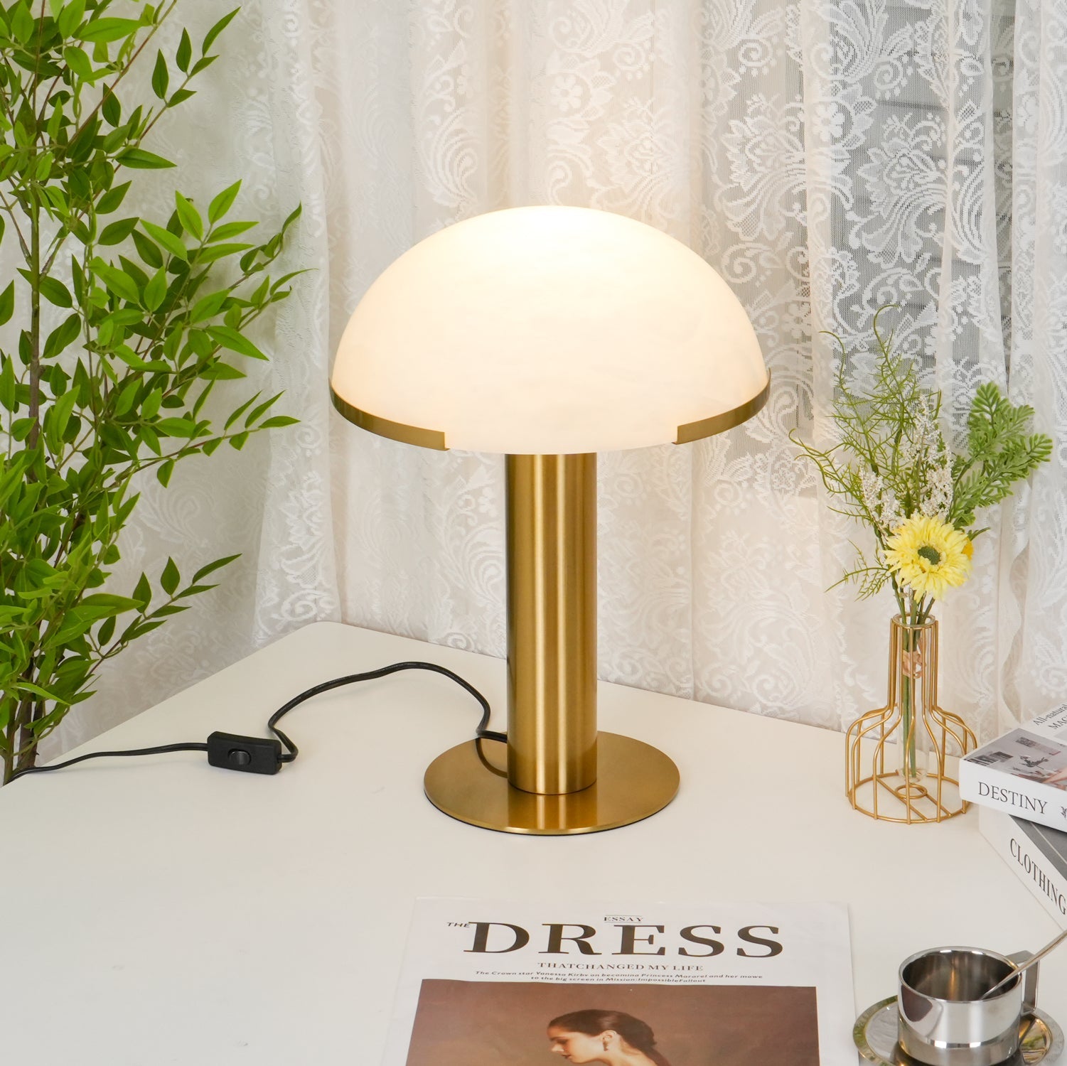 Alabaster Column Table Lamp