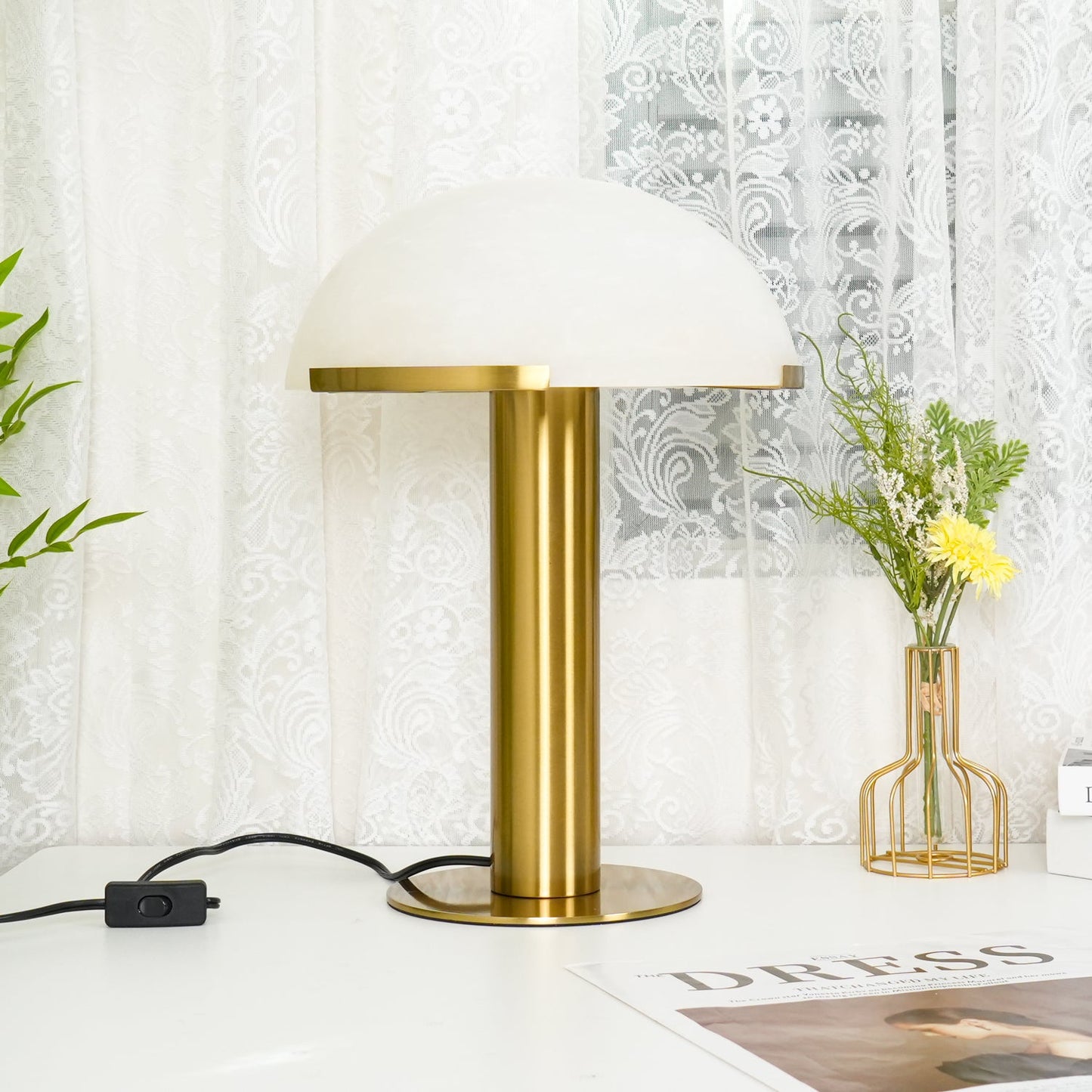 Alabaster Column Table Lamp