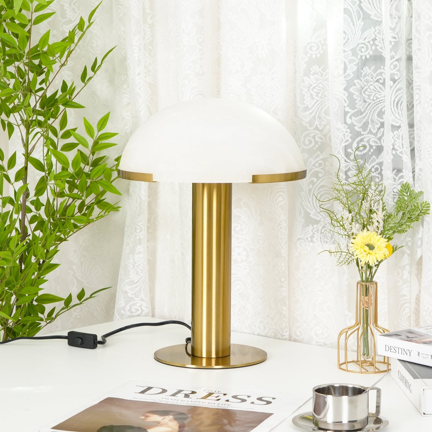 Alabaster Column Table Lamp