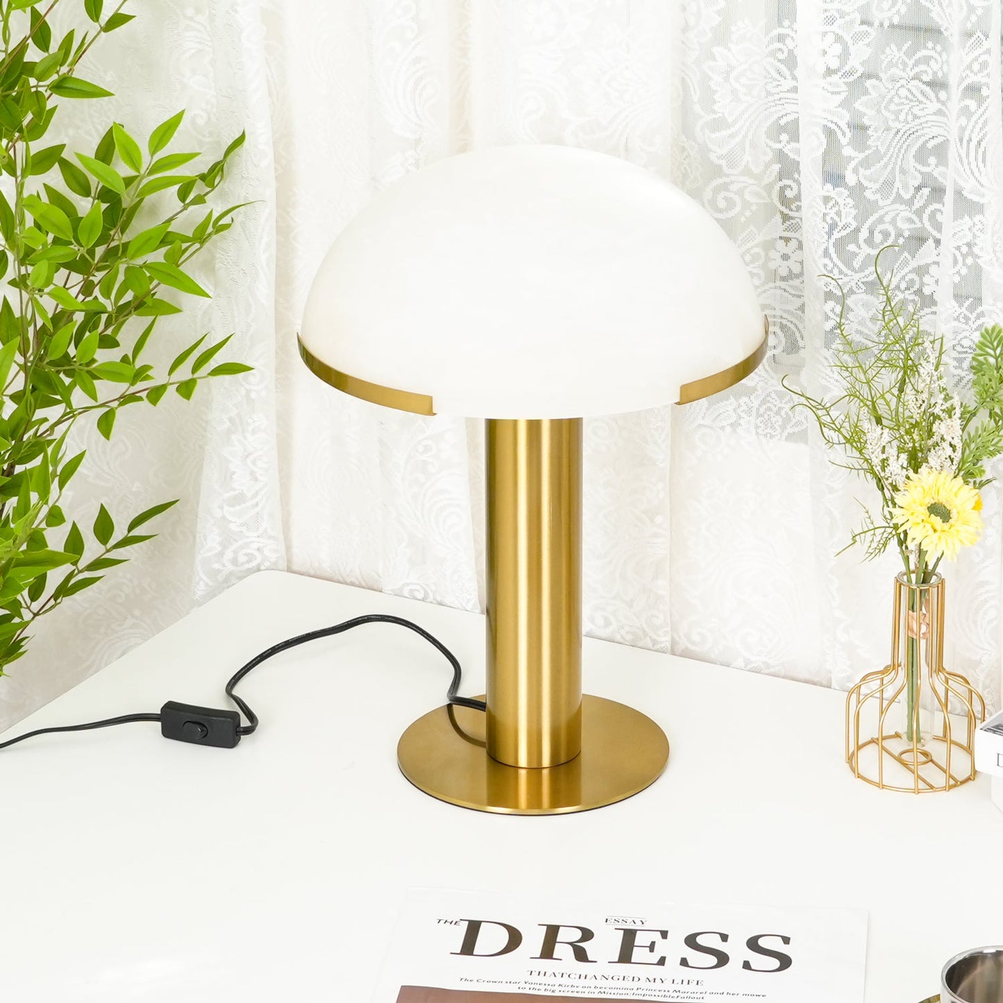 Alabaster Column Table Lamp