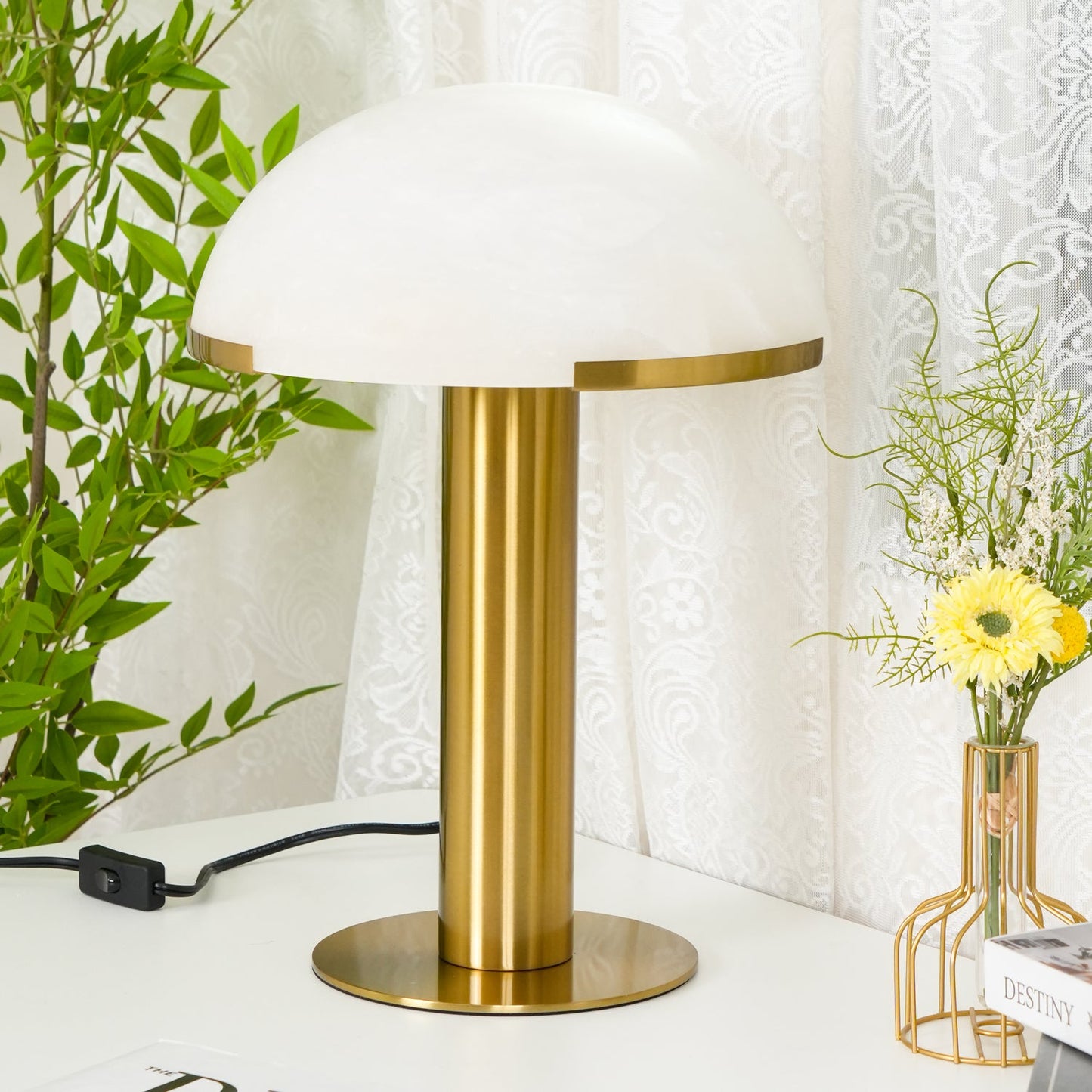 Alabaster Column Table Lamp