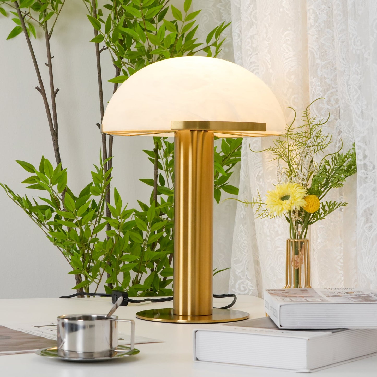Alabaster Column Table Lamp