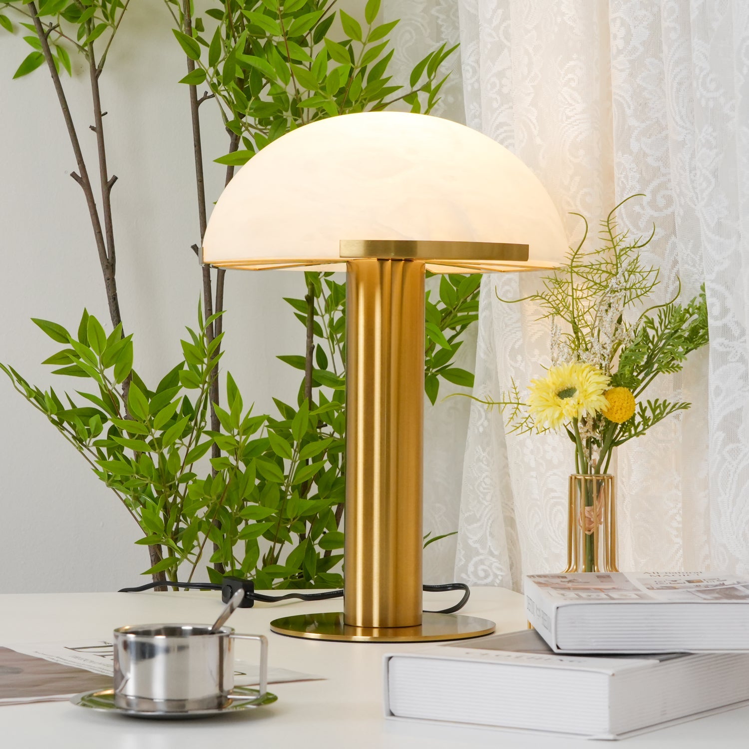 Alabaster Column Table Lamp