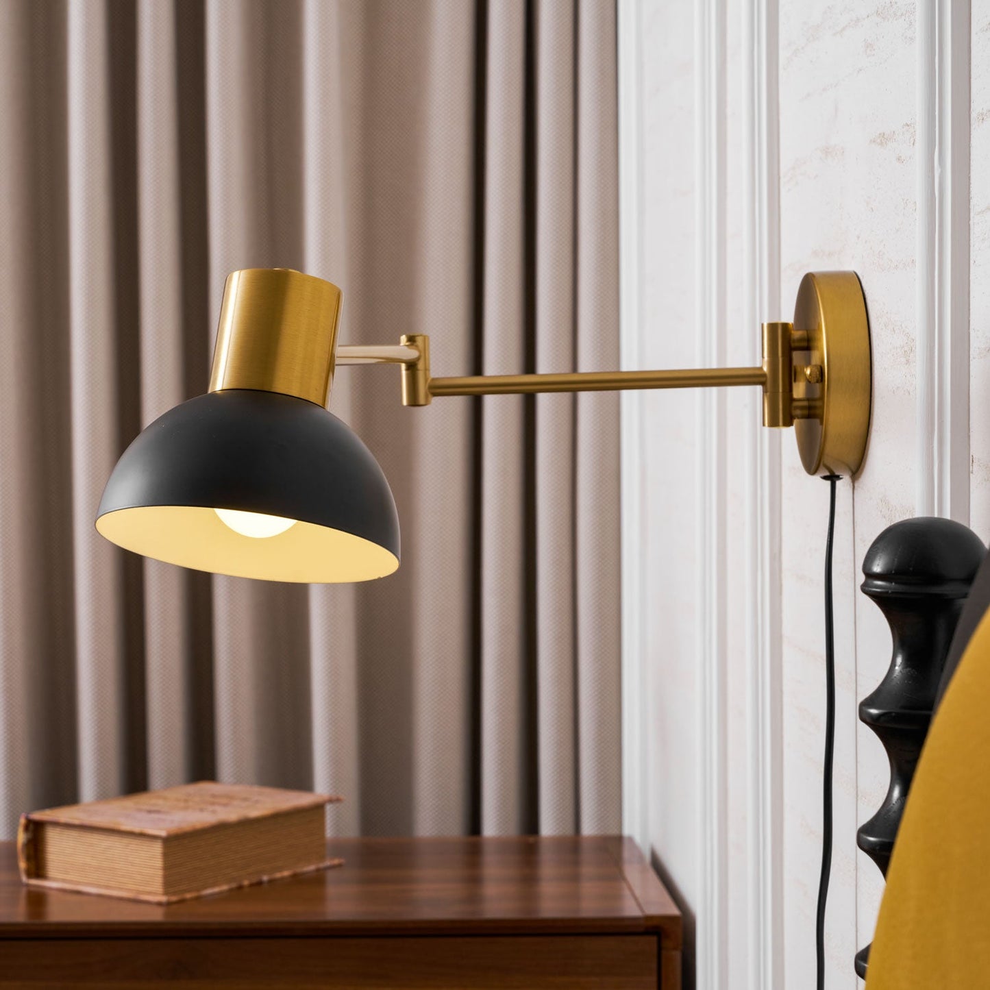 Adjustable Arm Plug in Wall Sconce