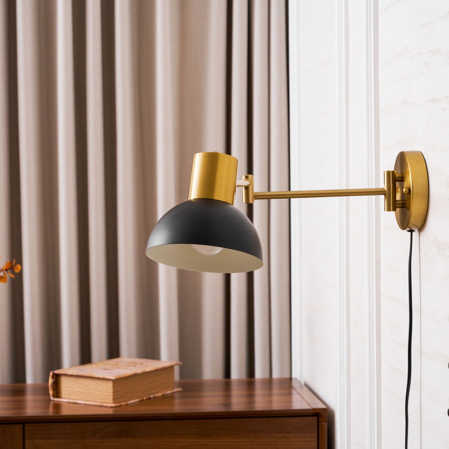 Adjustable Arm Plug in Wall Sconce