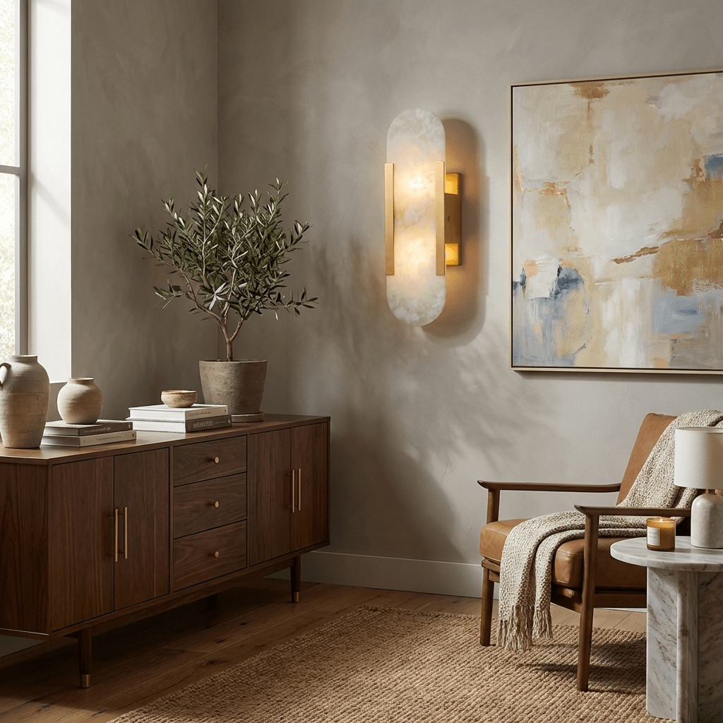 Elongated Alabaster Wall Sconce