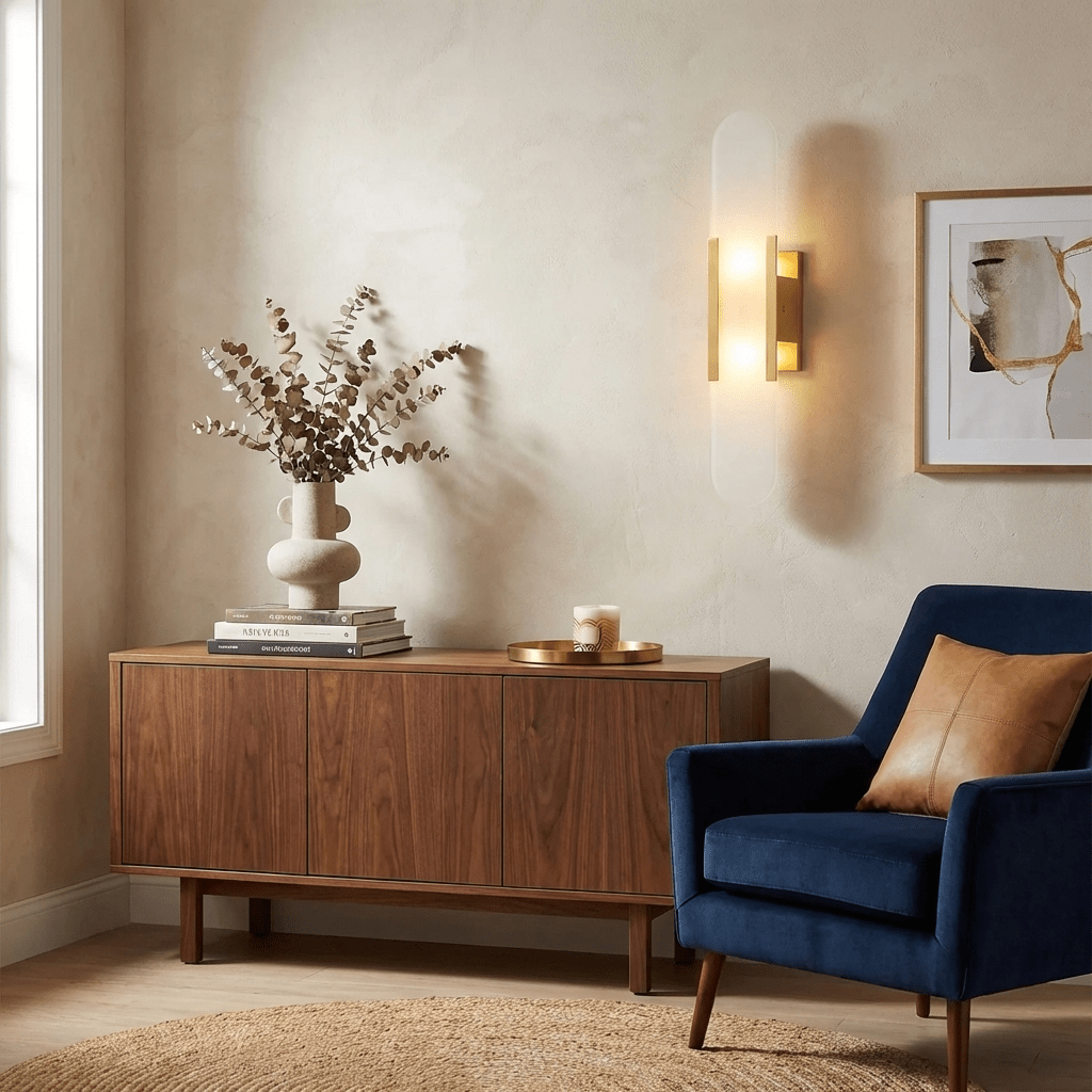 Elongated Alabaster Wall Sconce