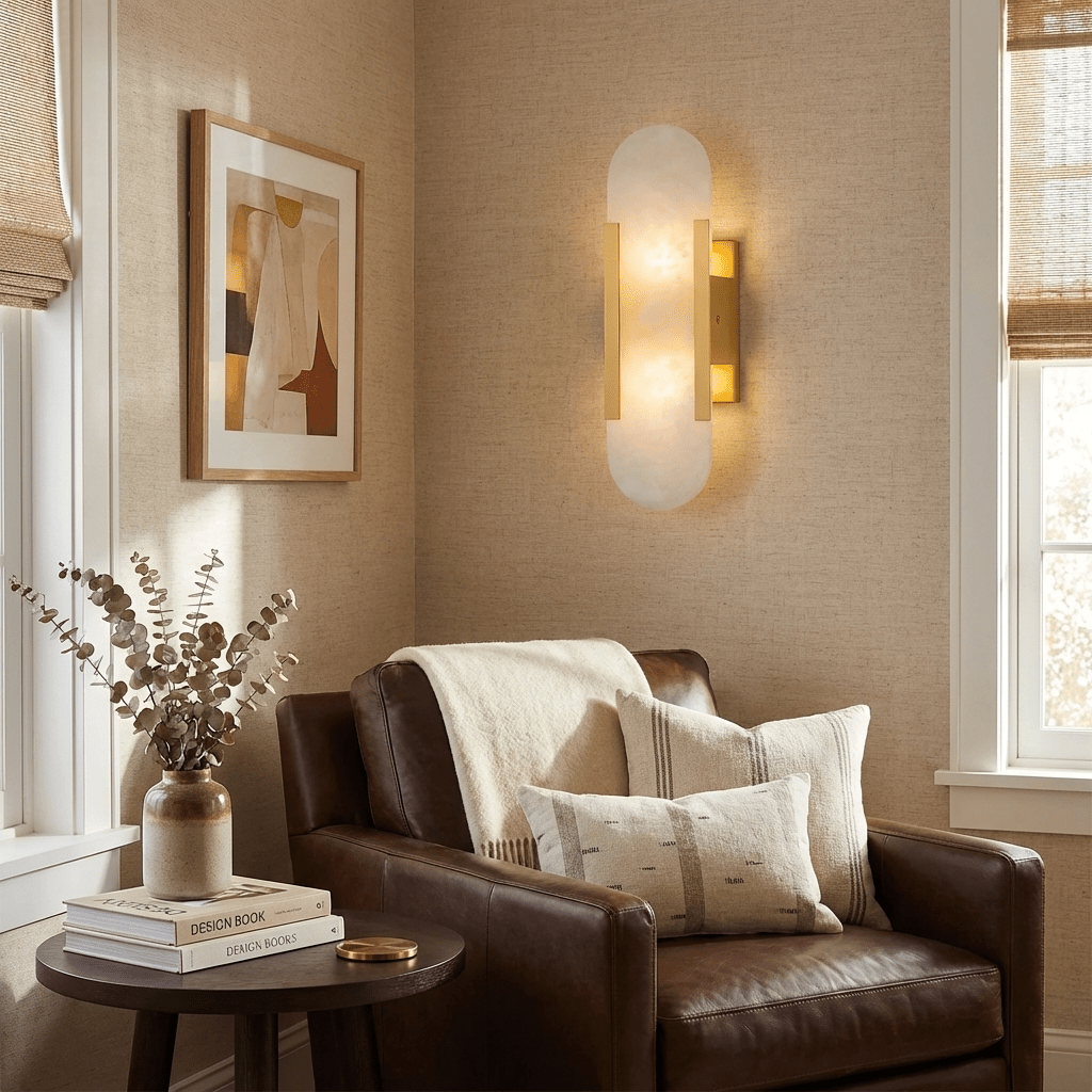Elongated Alabaster Wall Sconce