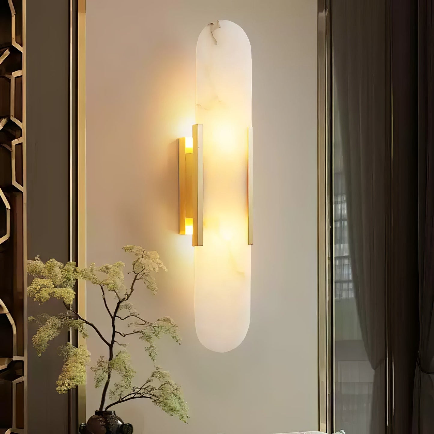 Elongated Alabaster Wall Sconce