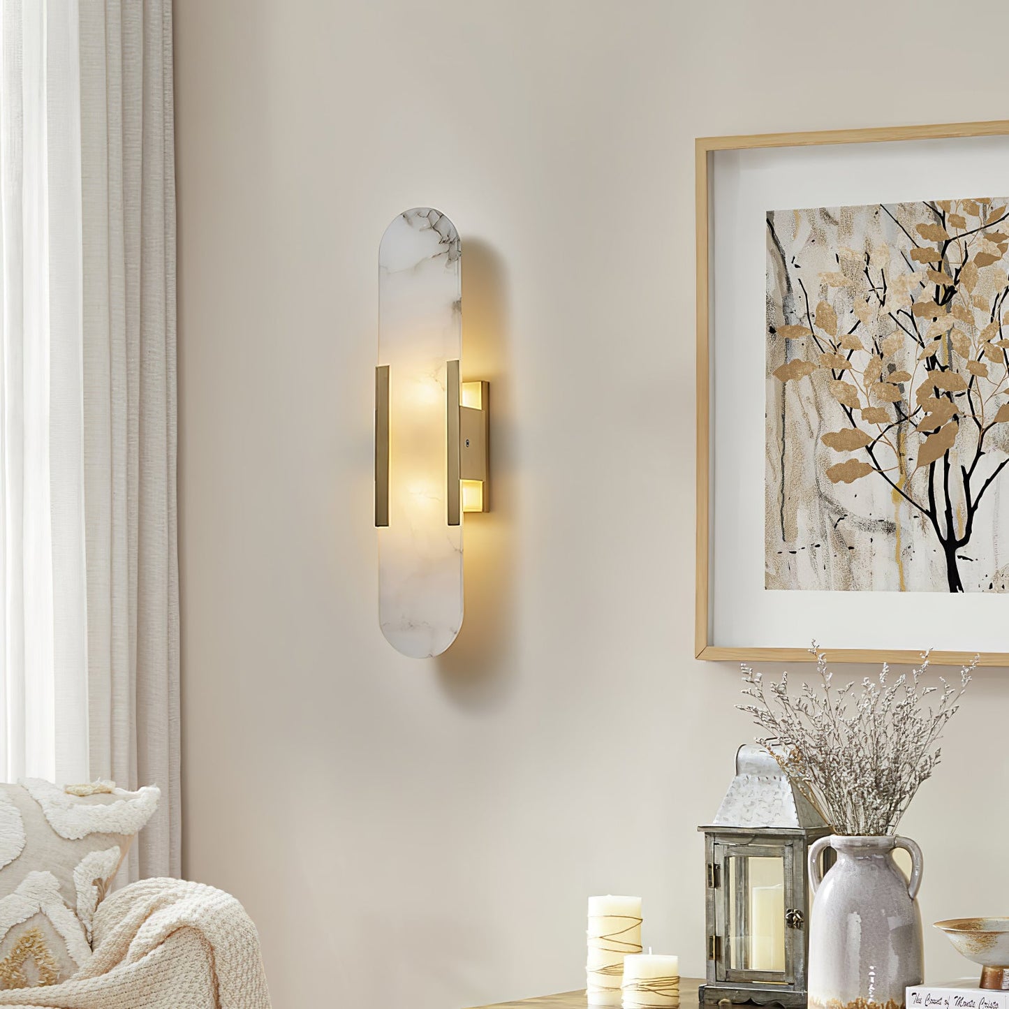 Elongated Alabaster Wall Sconce