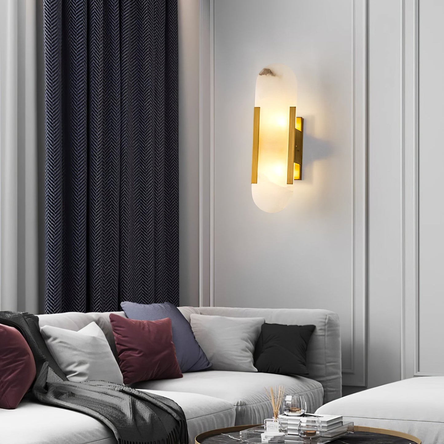 Elongated Alabaster Wall Sconce
