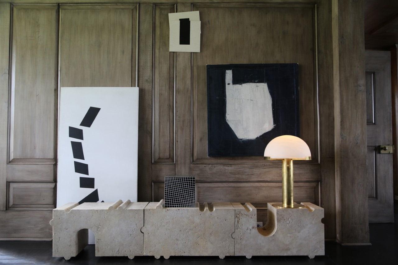 Alabaster Column Table Lamp