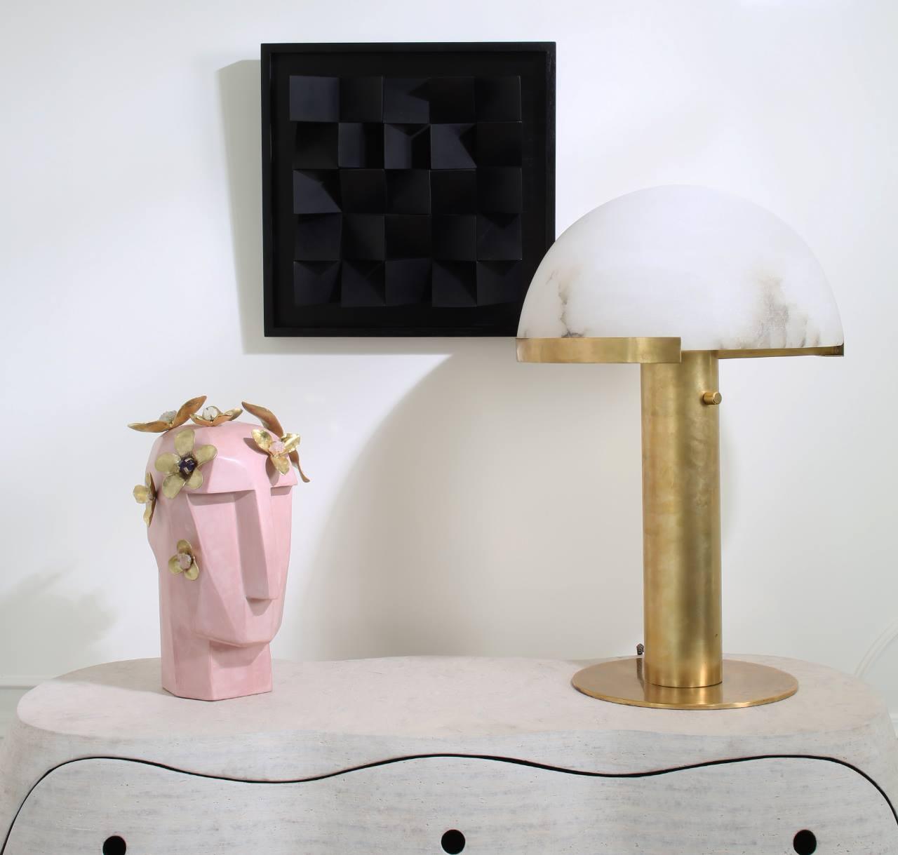 Alabaster Column Table Lamp