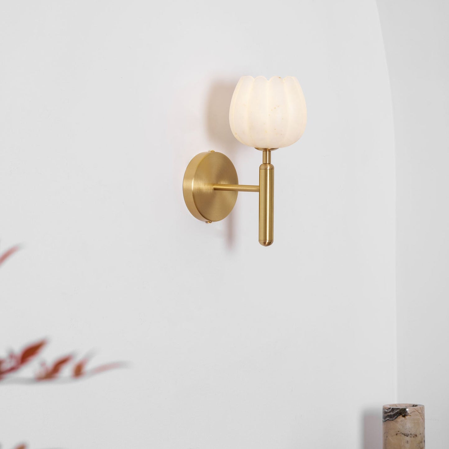 Alabaster Flower Wall Sconce