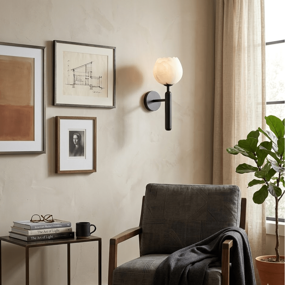 Alabaster Flower Wall Sconce