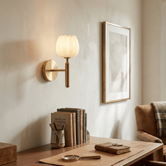 Alabaster Flower Wall Sconce