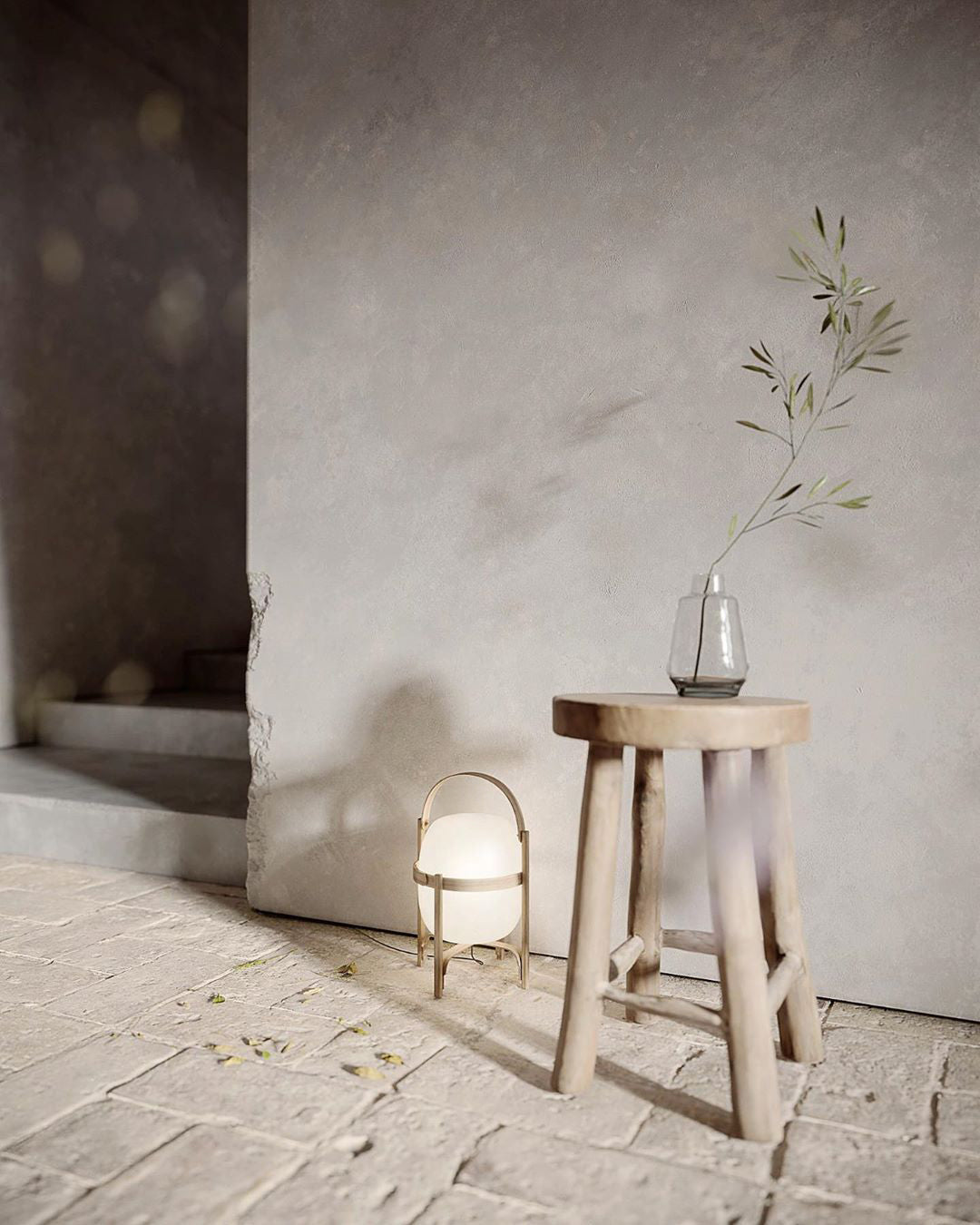 Glass Lantern Table Lamp