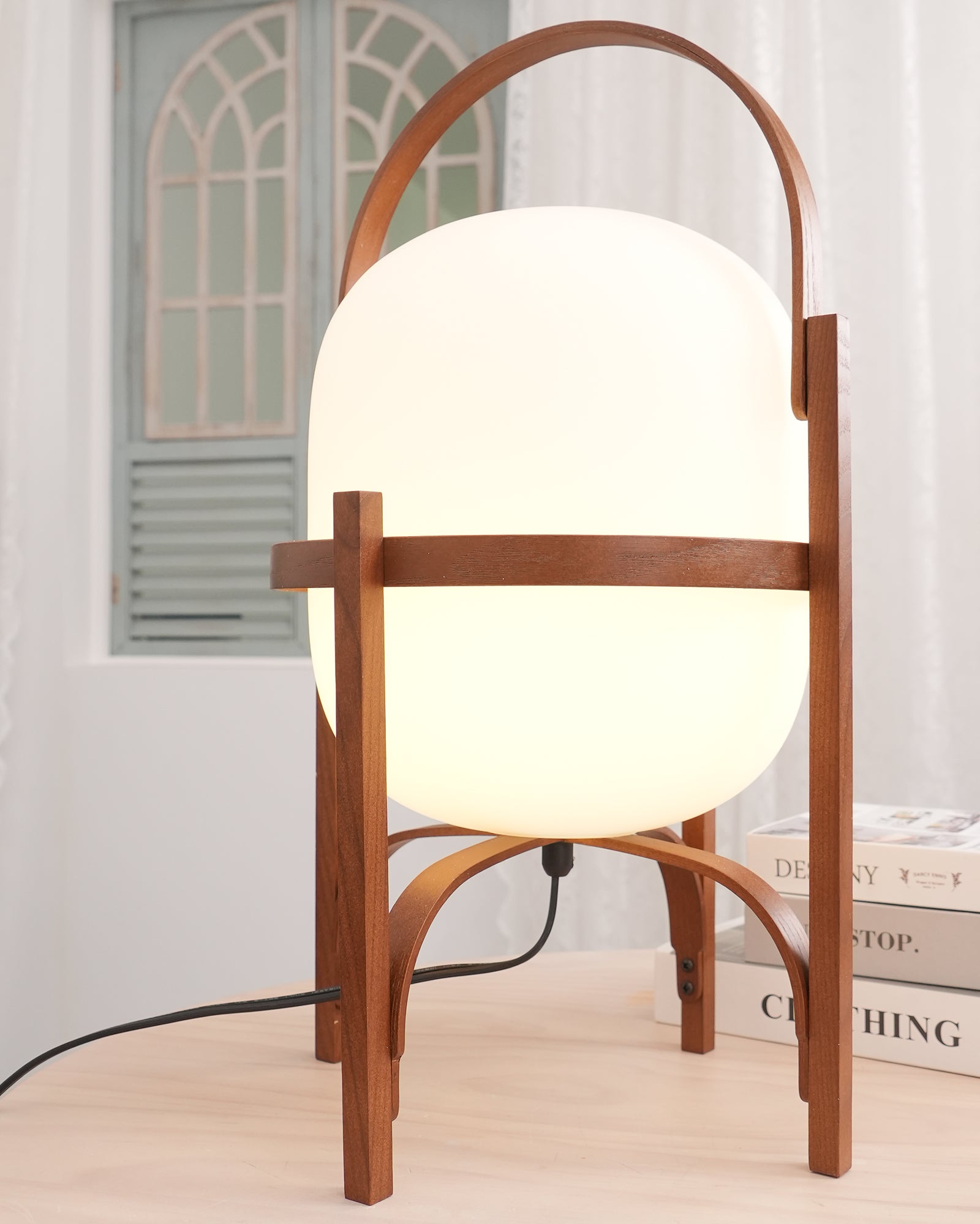 Glass Lantern Table Lamp