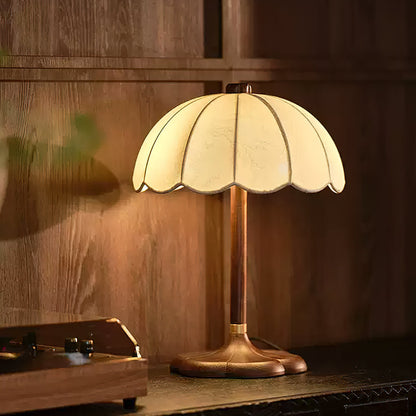 Petal Shade Wooden Table Lamp