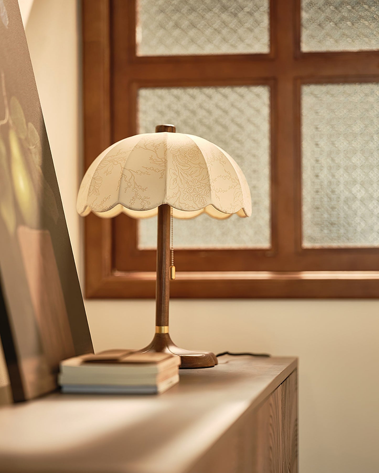 Petal Shade Wooden Table Lamp