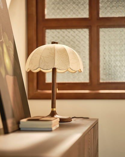 Petal Shade Wooden Table Lamp