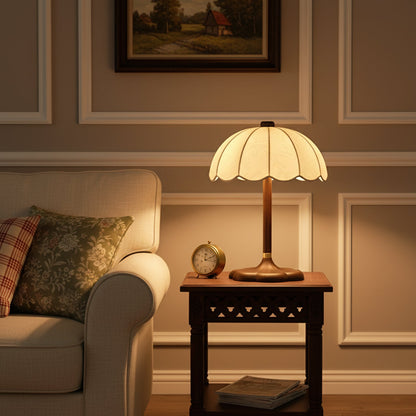 Petal Shade Wooden Table Lamp
