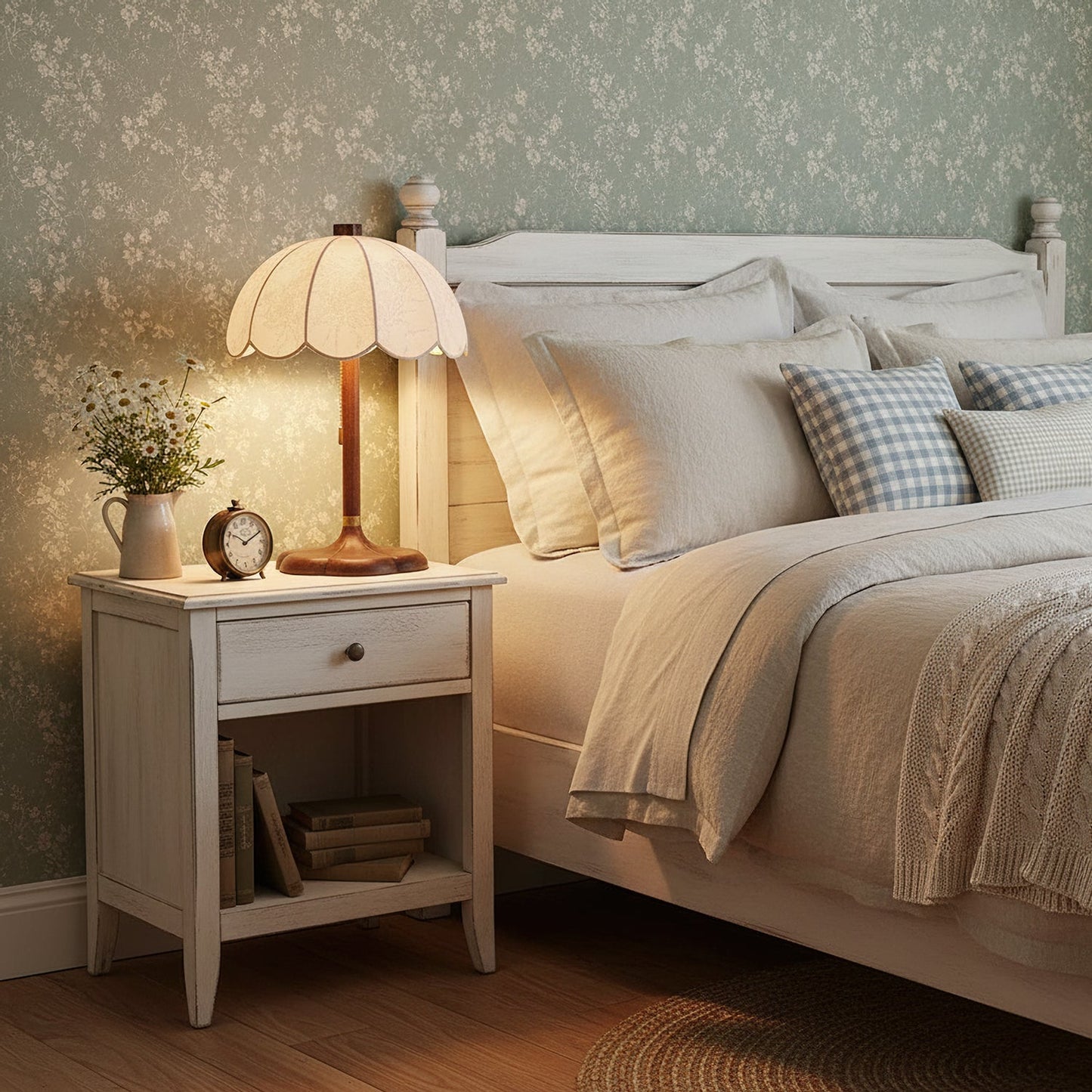 Petal Shade Wooden Table Lamp