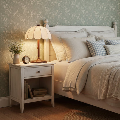 Petal Shade Wooden Table Lamp