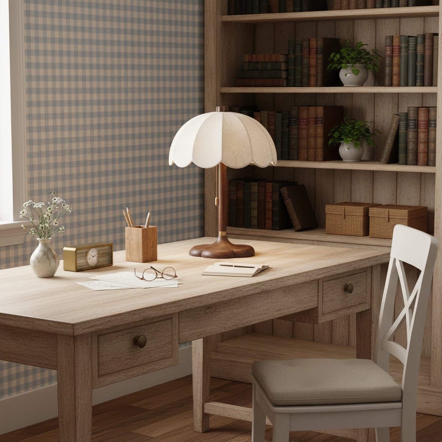 Petal Shade Wooden Table Lamp