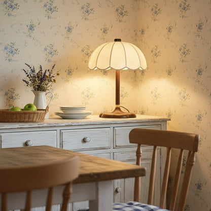 Petal Shade Wooden Table Lamp