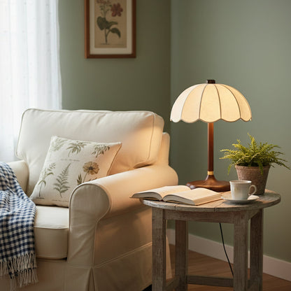 Petal Shade Wooden Table Lamp