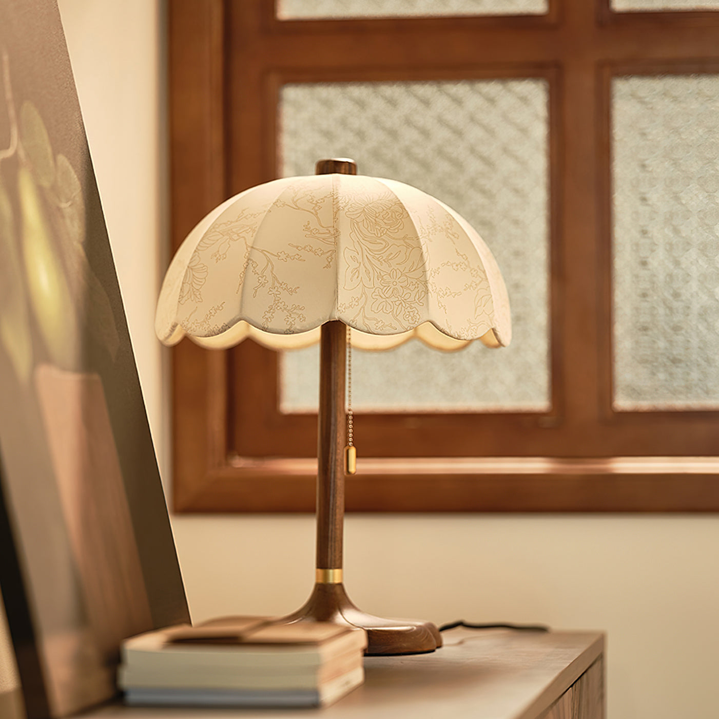 Petal Shade Wooden Table Lamp