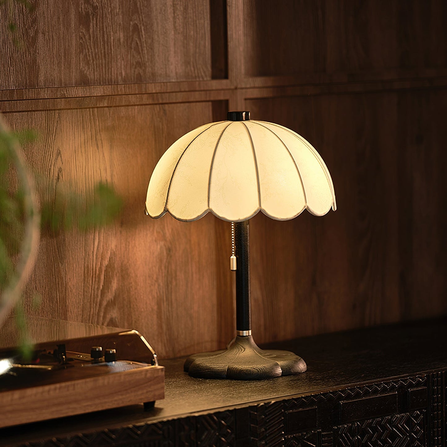 Petal Shade Wooden Table Lamp