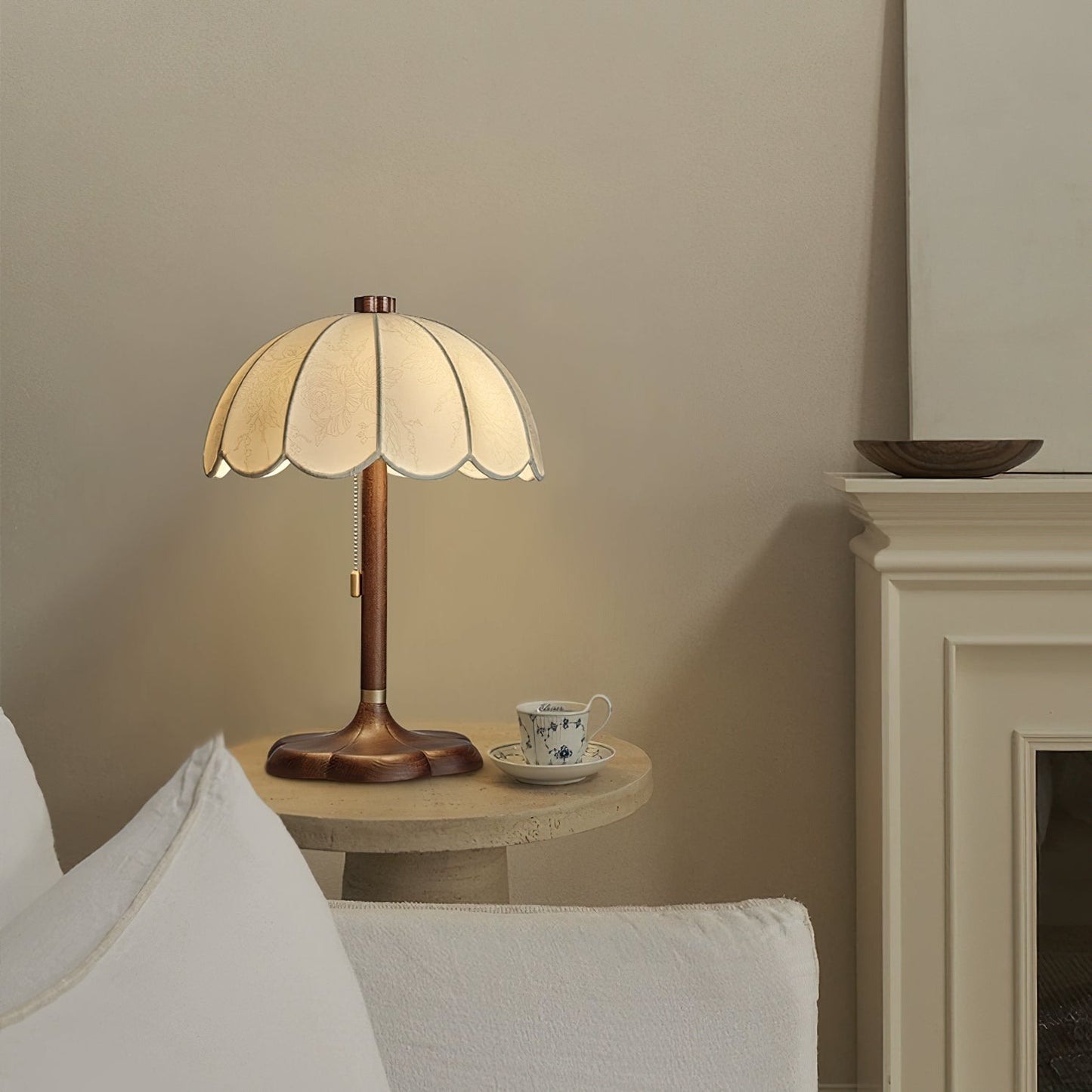 Petal Shade Wooden Table Lamp