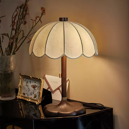 Petal Shade Wooden Table Lamp