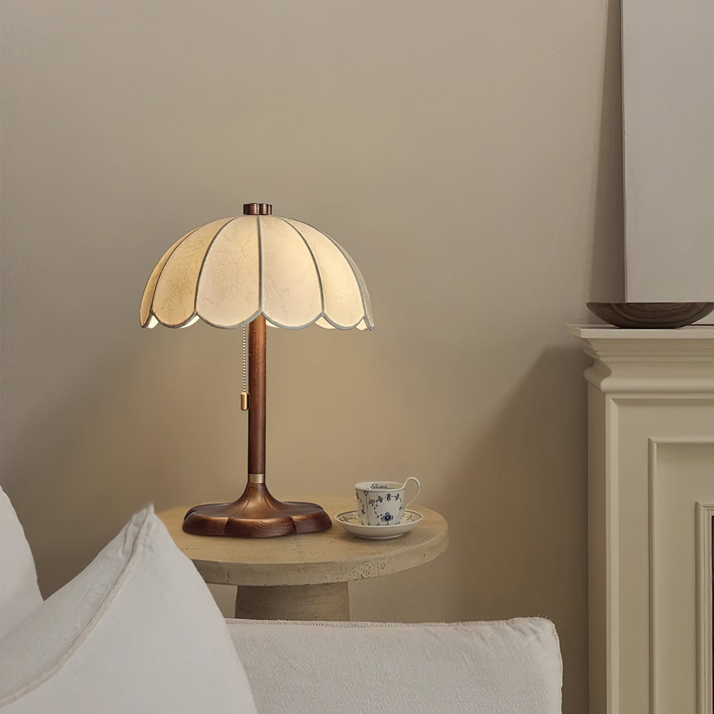 Petal Shade Wooden Table Lamp