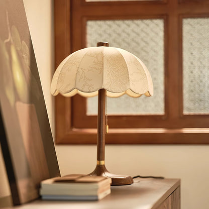 Petal Shade Wooden Table Lamp