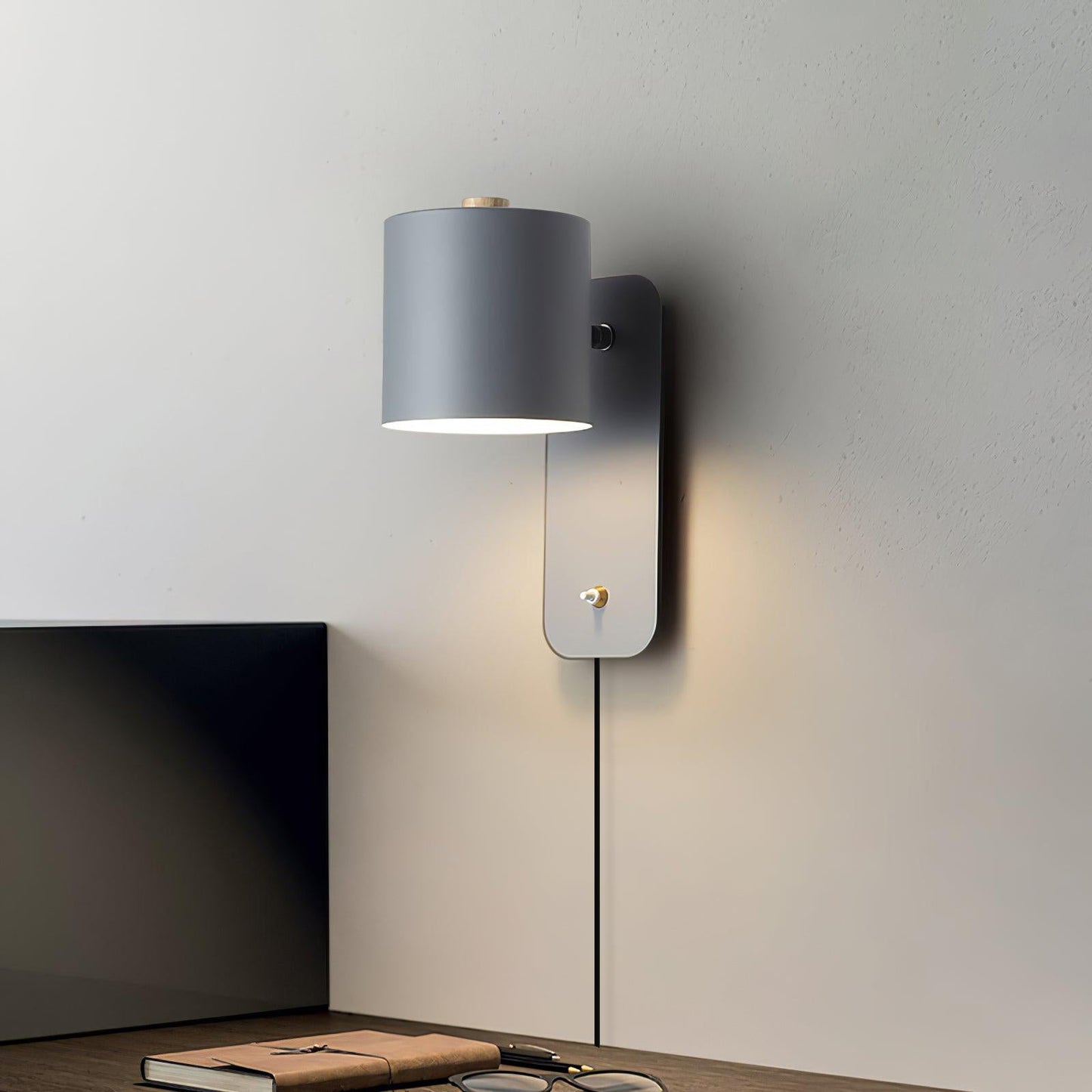 Rotating Cylinder Plug-In Wall Lamp